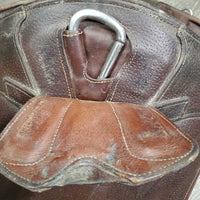 Lg Belly Girth, 2x els, Caribiner, Magnetic Cover *gc, dirt, creases, hairy seams, edges: scrapes, slices, dry & hard creases
