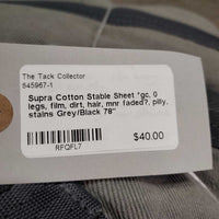 Cotton Stable Sheet *gc, 0 legs, film, dirt, hair, mnr faded?, pilly, stains
