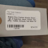 Hvy Cotton Stable Sheet *gc, 0 legs/tail, clean, stains, mnr pilly, faded, threads, hair

