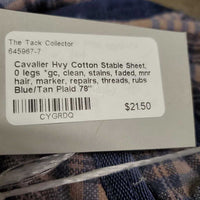 Hvy Cotton Stable Sheet, 0 legs *gc, clean, stains, faded, mnr hair, marker, repairs, threads, rubs