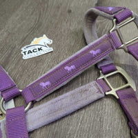 Nylon Fleece Lined Halter, snap, adj *gc, dirty, hairy, stains?, older
