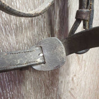 Rsd Bridle, Braided Reins *gc/fair, dirty, v.scraped throatlatch, creases, dents, stiff
