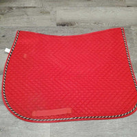 Quilt Jumper Saddle Pad, 1x piping *vgc, cut tabs, clean, mnr hair, residue, stains, marker, rubs, pills, faded
