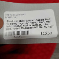Quilt Jumper Saddle Pad, 1x piping *vgc, cut tabs, clean, mnr hair, residue, stains, marker, rubs, pills, faded
