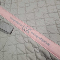 Quilt Jumper Saddle Pad, piping, tabs *gc, clean, older?, faded, stained, rubs, threads, undone stitching
