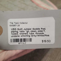Quilt Jumper Saddle Pad, piping, tabs *gc, clean, older?, faded, stained, rubs, threads, undone stitching
