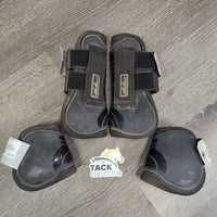 Open Front & Hind Boots, velcro *gc, v.dirty, v.dusty, faded, hairy, scratches, scrapes
