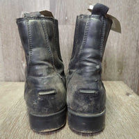 Paddock Boots, zips *fair, dirt, rubs, scuffs, scrapes, torn/peeling edge, pulled off heel, cracks
