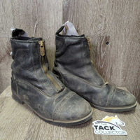 Paddock Boots, Zips *gc/fair, dirt, faded, scrapes, scuffs, v.holey inner heels, older, crumpled heel-L
