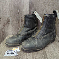Paddock Boots, Zips *gc/fair, dirt, faded, scrapes, scuffs, v.holey inner heels, older, crumpled heel-L
