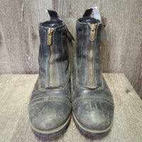 Paddock Boots, Zips *gc/fair, dirt, faded, scrapes, scuffs, v.holey inner heels, older, crumpled heel-L
