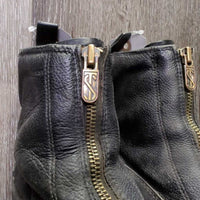 Paddock Boots, Zips *gc/fair, dirt, faded, scrapes, scuffs, v.holey inner heels, older, crumpled heel-L
