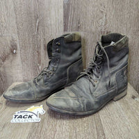 Pr Paddock Boots, laces *fair, v.faded, dirty, scuffs, flattened/folded toes, older, undone stitching
