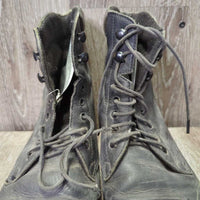 Pr Paddock Boots, laces *fair, v.faded, dirty, scuffs, flattened/folded toes, older, undone stitching
