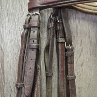 Rsd/FS Padded Thick Bridle, Braided Reins *gc/fair, older, dirty, stiff, dry, v.tight keepers
