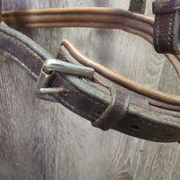 Rsd/FS Padded Thick Bridle, Braided Reins *gc/fair, older, dirty, stiff, dry, v.tight keepers

