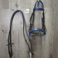 Rsd/Padded Monocrown Bridle, Rubber Reins *vgc/xc, dusty, stiff, v.loose keepers, mnr creases
