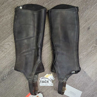 Neoprene/Mesh & Soft Leather Half Chaps *gc, dirt, v.rubbed/peeling inside edges, rubs, scratches
