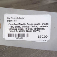 Elastic Breastplate, snaps *fair, older, clumpy fleece, creases, trimmed ends, xholes, stretched, faded & stains
