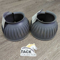 Soft Ribbed Rubber Bell Boots, velcro *gc, dusty, stained bottom edges
