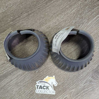 Soft Ribbed Rubber Bell Boots, velcro *gc, dusty, stained bottom edges
