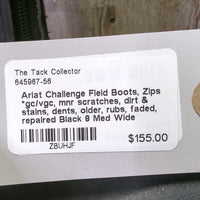 Field Boots, Zips *gc/vgc, mnr scratches, dirt & stains, dents, older, rubs, faded, repaired
