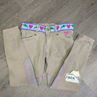 JUNIORS Hvy Cotton Euro Seat Breeches, Pull On *vgc, mnr rubs, fade, seam puckers & pills
