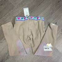 JUNIORS Hvy Cotton Euro Seat Breeches, Pull On *gc, mnr seam puckers, faded & sm seam holes
