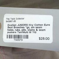 JUNIORS Hvy Cotton Euro Seat Breeches, Pull On *gc, sm seam holes, rubs, pills, stains & seam puckers
