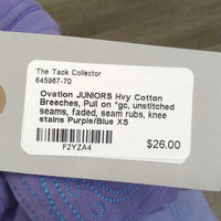 JUNIORS Hvy Cotton Breeches, Pull on *gc, unstitched seams, faded, seam rubs, knee stains

