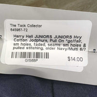 JUNIORS JUNIORS Hvy Cotton Jodphurs, Pull On *gc/fair, sm holes, faded, seams: sm holes & pulled stitching, older
