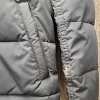 JUNIORS Puffy Jacket, Zipper, Snaps, detach snap Hood *vgc, mnr dirt & stains
