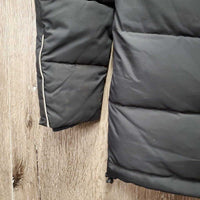JUNIORS Puffy Jacket, Zipper, Snaps, detach snap Hood *vgc, mnr dirt & stains
