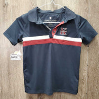 JUNIORS SS Polo Shirt, 1/4 Button Up *gc, older? puckers, mnr hairy
