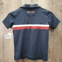 JUNIORS SS Polo Shirt, 1/4 Button Up *gc, older? puckers, mnr hairy

