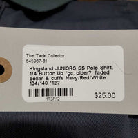 JUNIORS SS Polo Shirt, 1/4 Button Up *gc, older?, faded collar & cuffs
