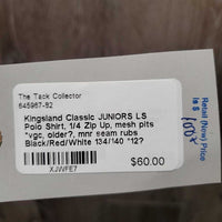 JUNIORS LS Polo Shirt, 1/4 Zip Up, mesh pits *vgc, older?, mnr seam rubs
