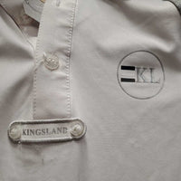 JUNIORS Polo Shirt, 1/3 Button up *gc, dingy, mnr pits & stains, shrunk?puckered mesh
