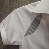 JUNIORS Polo Shirt, 1/3 Button up *gc, dingy, mnr pits & stains, shrunk?puckered mesh
