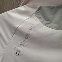 JUNIORS Polo Shirt, 1/3 Button up *gc, dingy, mnr pits & stains, shrunk?puckered mesh
