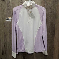 LS Show Shirt, 1/3 Zip Up, Snap Collar *xc/vgc, mnr cuff stains?dirt
