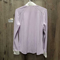 LS Show Shirt, 1/3 Zip Up, Snap Collar *xc/vgc, mnr cuff stains?dirt
