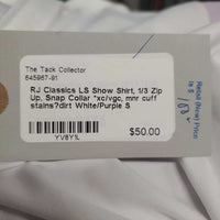 LS Show Shirt, 1/3 Zip Up, Snap Collar *xc/vgc, mnr cuff stains?dirt

