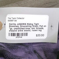 JUNIORS Riding Tight Breeches, Drawstring Waist, Pull on *gc, unstitched knee, mnr threads, popped ankle elastic, faded tag

