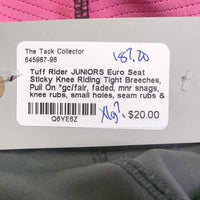 JUNIORS Euro Seat Riding Tight Breeches, Pull On *gc/fair, faded, mnr snags, knee rubs, small holes, seam rubs & frayed stitching, faded tag
