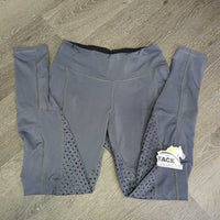 Light Fleece Full Seat Sticky Riding Tight Breeches, Pull On *gc/fair, v.rubbed & frayed seams, rubs, pilly, unstitched waist, cracking logos
