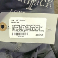 Light Fleece Full Seat Sticky Riding Tight Breeches, Pull On *gc/fair, v.rubbed & frayed seams, rubs, pilly, unstitched waist, cracking logos
