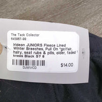 JUNIORS Fleece Lined WInter Breeches, Pull On *gc/fair, hairy, seat rubs & pills, older, faded knees
