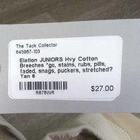 JUNIORS Hvy Cotton Breeches *gc, stains, rubs, pills, faded, snags, puckers, stretched?
