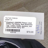 JUNIORS Fleece Lined Winter Full Sticky Seat Breeches *vgc, v.hairy inside, puckers, mnr marks?stains
